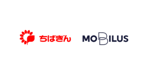 Chiba Bank logo in red with Japanese text on the left beside the dark blue MOBILUS wordmark on the right, shown side by side.