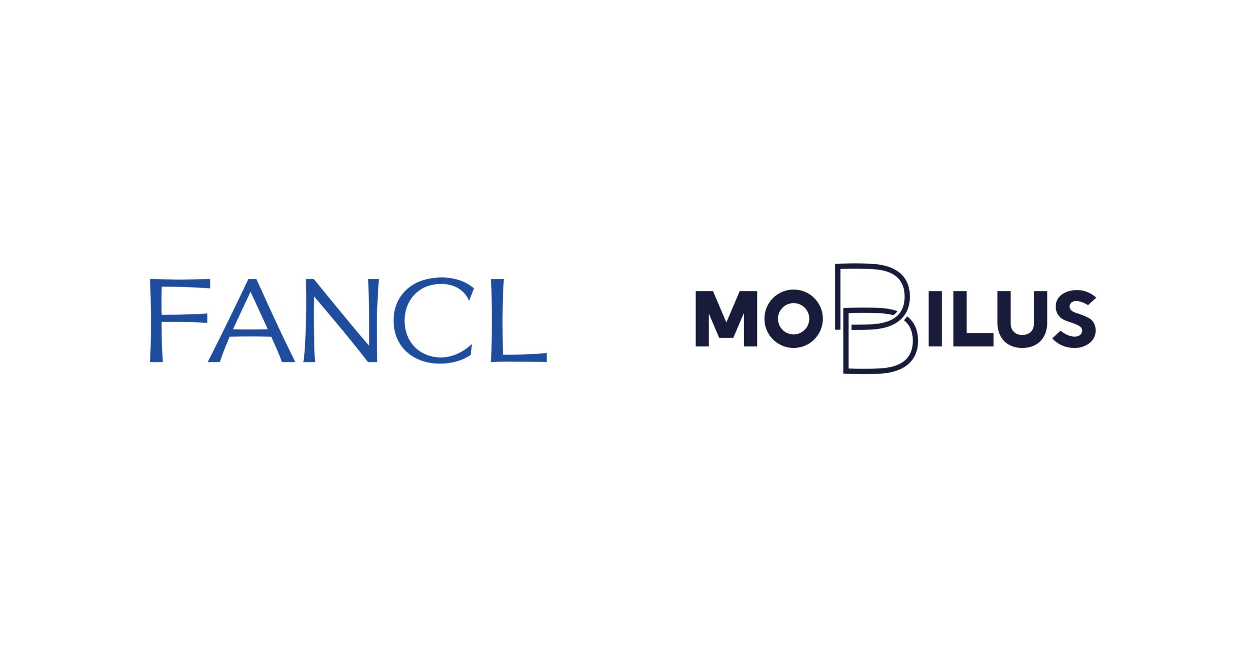 FANCL logo in blue on the left and MODILUS logo in dark blue on the right on a white background